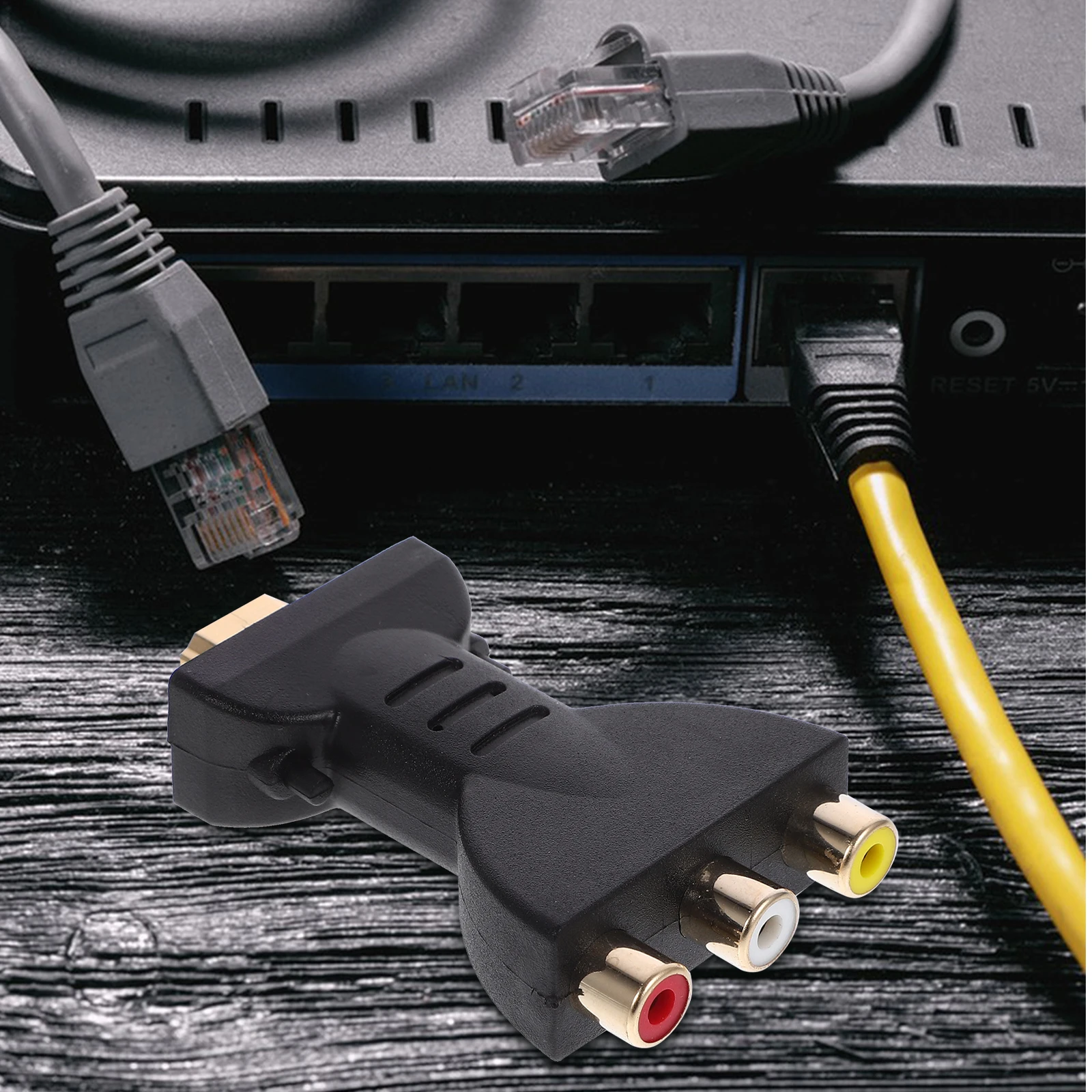

to 3 RGB Video Audio Adapter Component Converter for 720P 1080iP 1080P DVD Projector (Black)