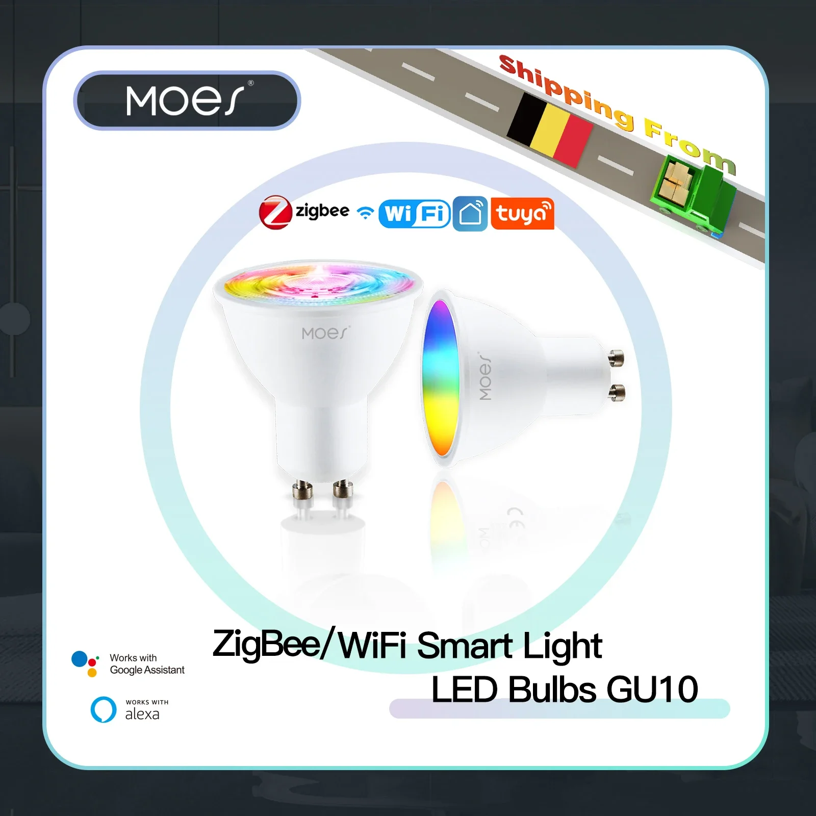 MOES Tuya ZigBee GU10 WIFI Inteligentne żarówki LED RGB C+W Białe ściemnialne lampy Smart Life APP Control Żarówki głosowe Alexa/Google