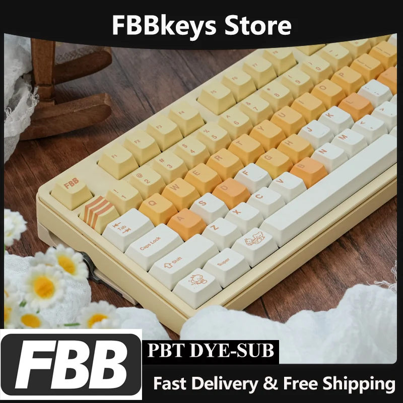 

FBB Keycaps Honey Theme PBT MX Switche For Mechanical Keyboard Keycap Cherry Profile DIY Custom Christmas Gift For Girls Lovers