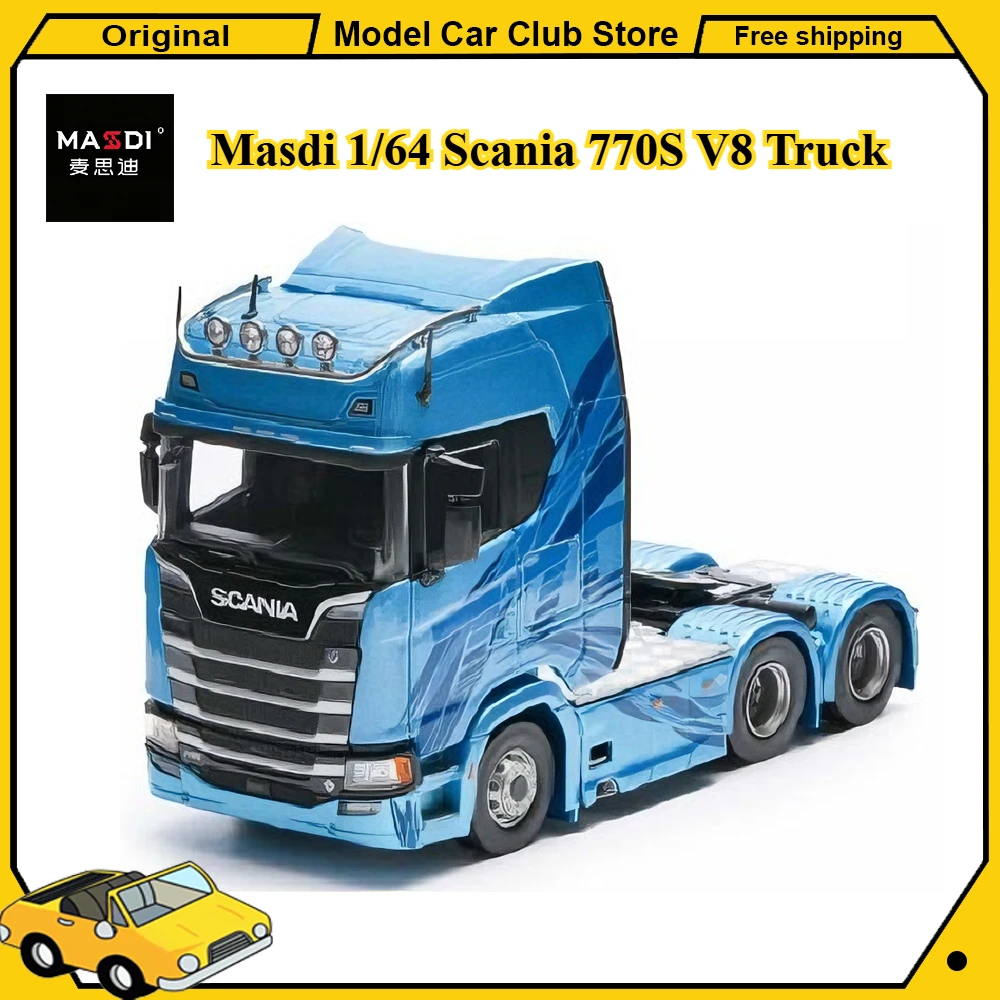 

Masdi 1/64 Scania 770S V8 Грузовик Howo HW1006 Военный зеленый сплав Модель автомобиля Миниатюрная литая под давлением коллекция Орнамент Модель Хобби Игрушка