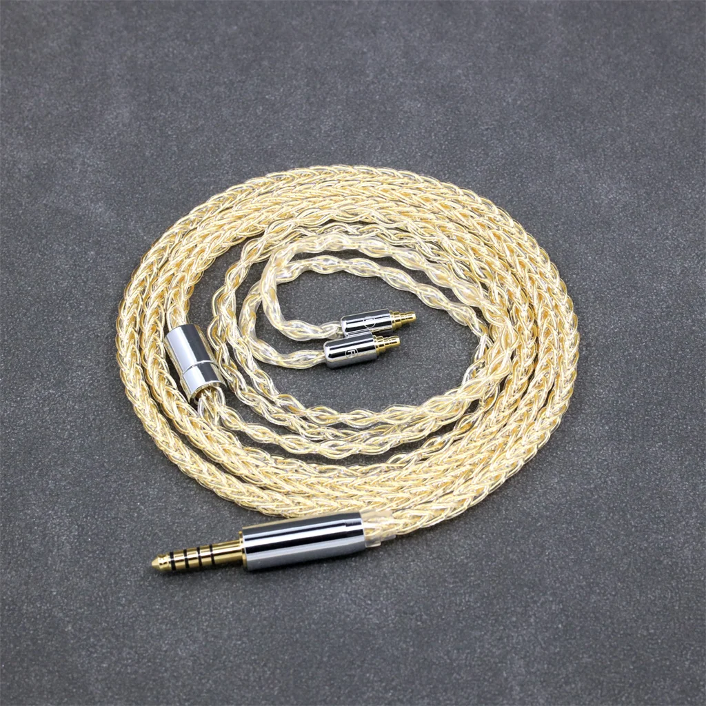 8-ядерный кабель для наушников из чистого серебра 925 карата с покрытием из 24-каратного золота для Sennheiser IE100 IE400 IE500 Pro 8813