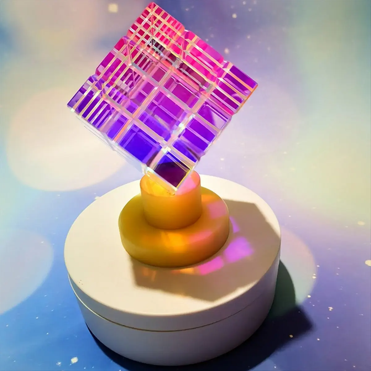 AT42 Colorful Prism Sun Catcher Cube Glass Colorful Magic Desktop Decoration