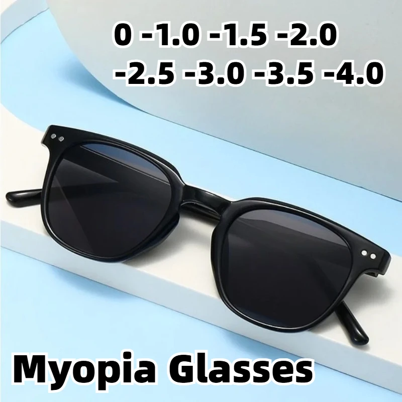 

New Retro Small-Frame Myopia Sunglasses Trendy Street Style Shades Unisex Outdoor UV-Protective Eyewear Diopter 0 To -4.0