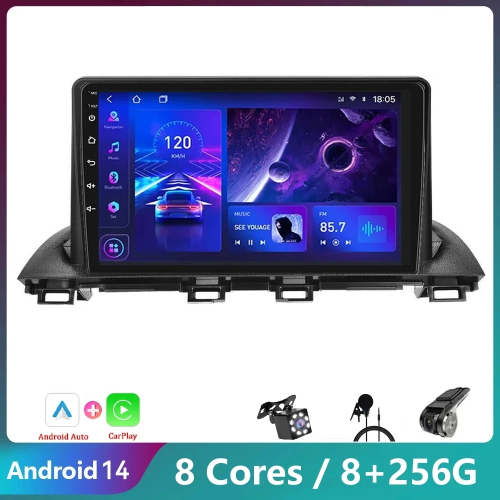 

4G+WiFi Multimedia Player For Mazda 3 Axela Sedan BM BN 2013 -2017 2018 2019 Car Radio Android 14 Stereo DSP Wireless CarPlay