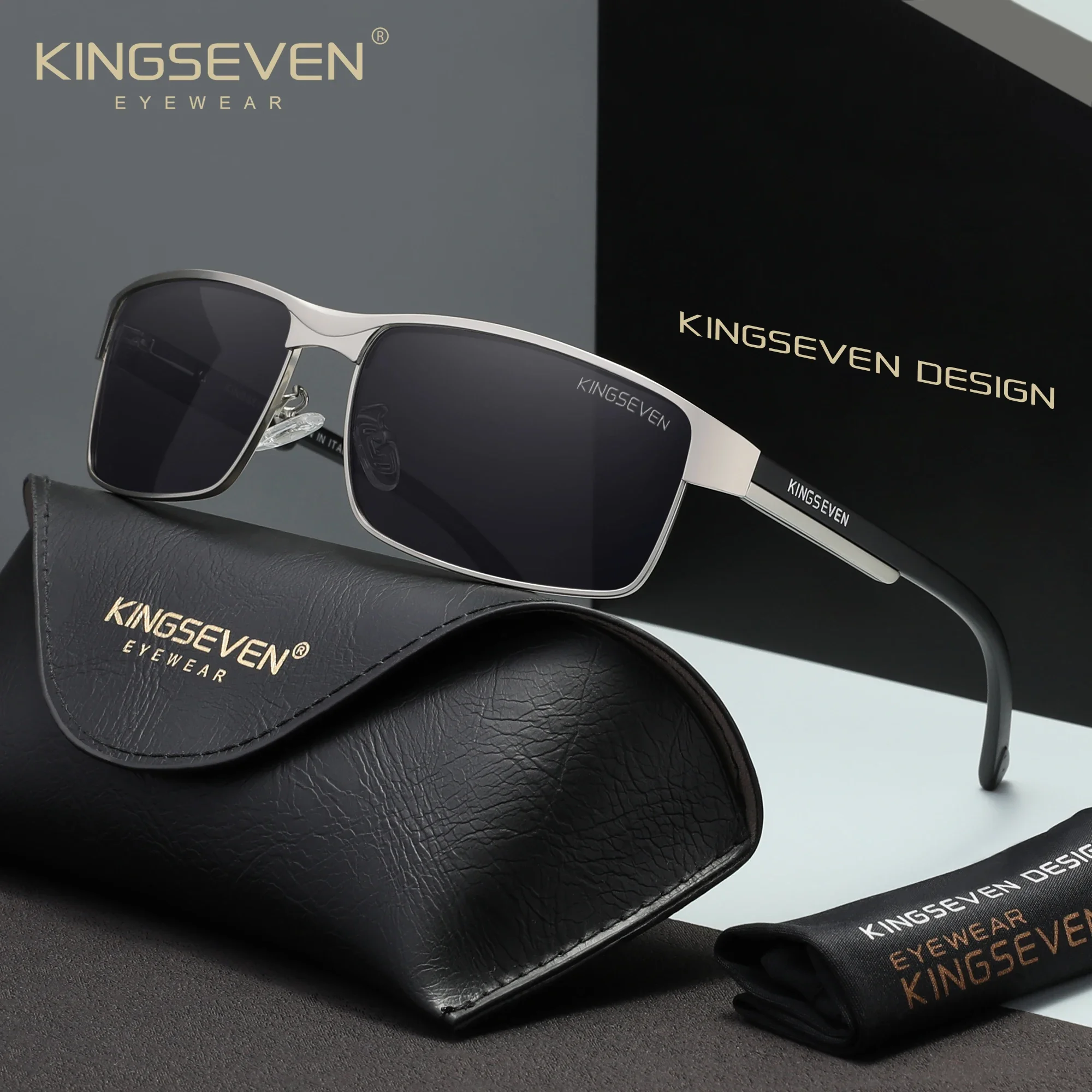 KINGSEVEN Mannen Gepolariseerde Zonnebril Rijden UV400 Anti-Glare Hoge Kwaliteit Bril Mannelijke Causale Rechthoek Mode Outdoor Brillen