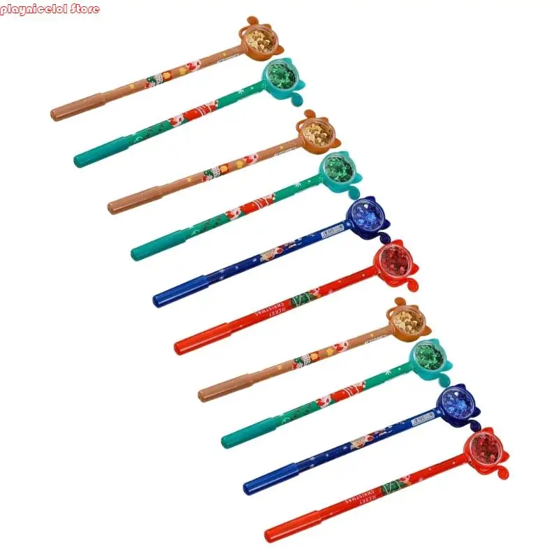 E8BA 10pcs عيد الميلاد جل القلم 0.5 مم إبرة لكتابة الملاحظات أخذ دفتر اليومية