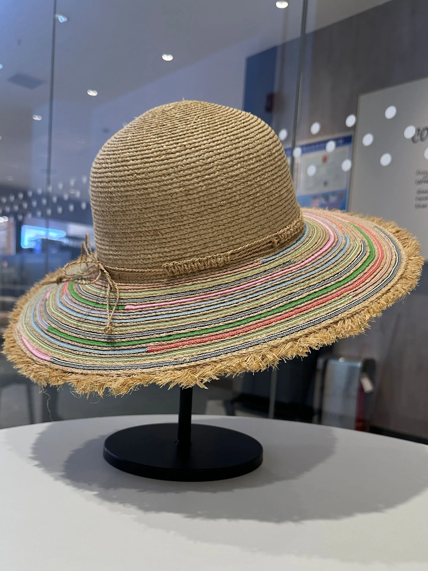 handwoven-large-brim-sun-hat-women's-summer-holiday-beach-sandalshade-hat-natural-raffia-grass-material-sunscreen-protection