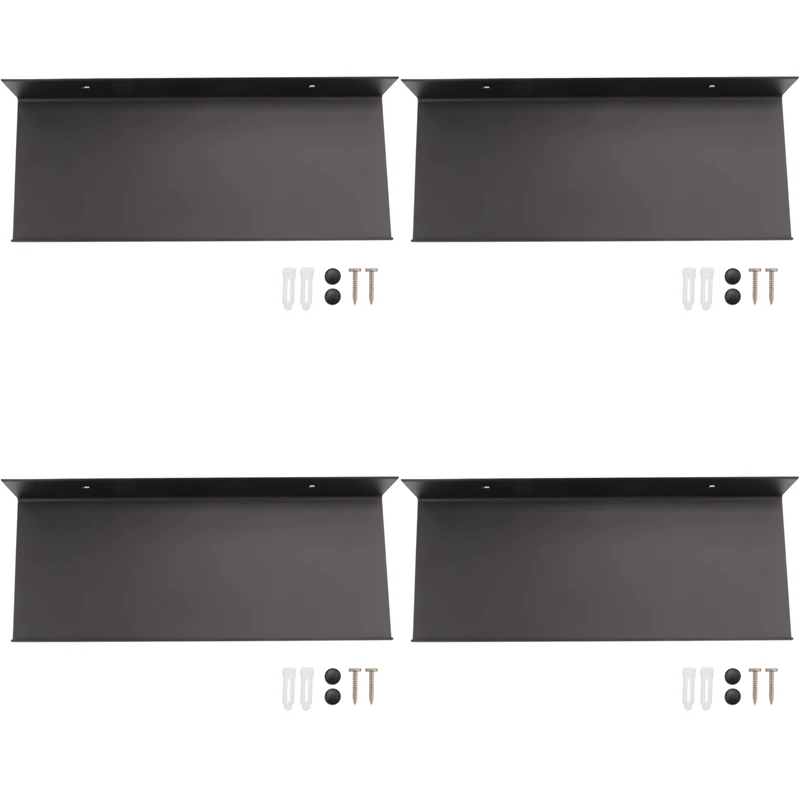 4X Metal Wall Shelves,Black Floating Shelves,Bathroom Racks, Wall Display Shelves,Wall Mounted Kitchen Spice Racks(30Cm)