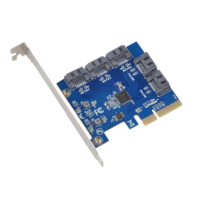 ABSL-PCI-E Riser Card PCIE 3.0-4X To 5 SATA Expansion Card PCIE To SATA Riser Card Adapter Card For PC