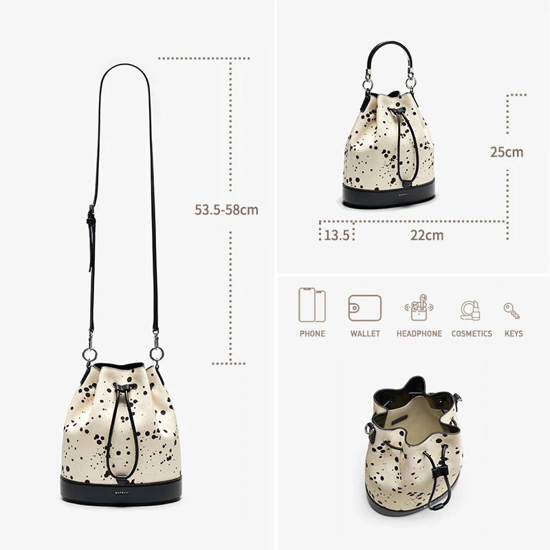 BAFELLI 2023 WOMEN\'S NEW HANDBAG LUXURY BRAND SPRING SUMER DESIGNER STYLE STRING LEATHER BUCKET BAGS ORIGINAL TREND PURSE