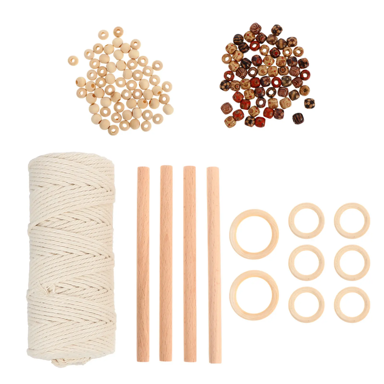 

1Set DIY Macrame Cotton Cord Set Wooden Beads Macrame Kit for Wall Hanging Plant Holder Tapestry Cotton Rope Tapestry DIY Cord