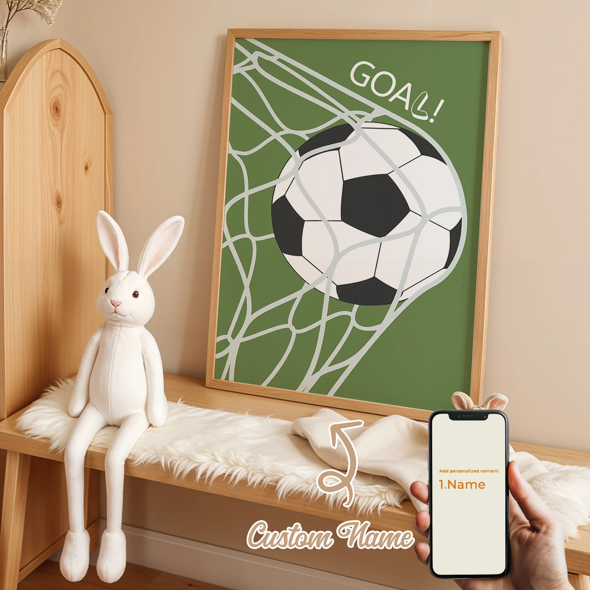 Personalized Custom Name Cartoon Child Football Wall Art Print Picture Canvas Poster Painting For Living Room Home Decor image 3
