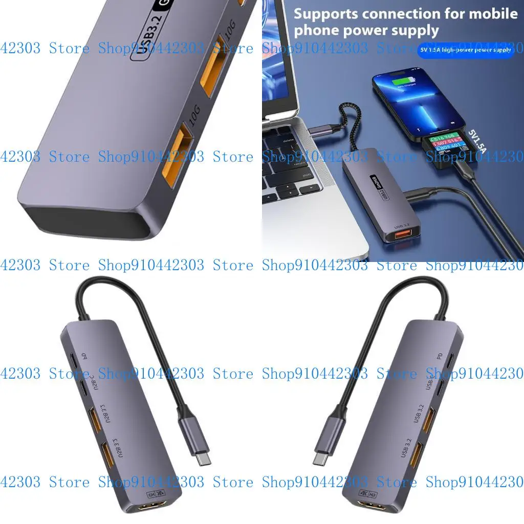 L4MD Tipe C Dock 10Gbps Multiports Adapter PD100W 140W Power Delivery USB 3.2 Splitter Untuk PC Telepon 4K 60Hz HDTV