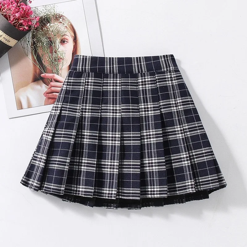 Summer Preppy Style Girls Plaid Pleated Skirt Kids Checkered Half Skirts School Uniform Plaid Skirts Girls Stylish JK Mini dress