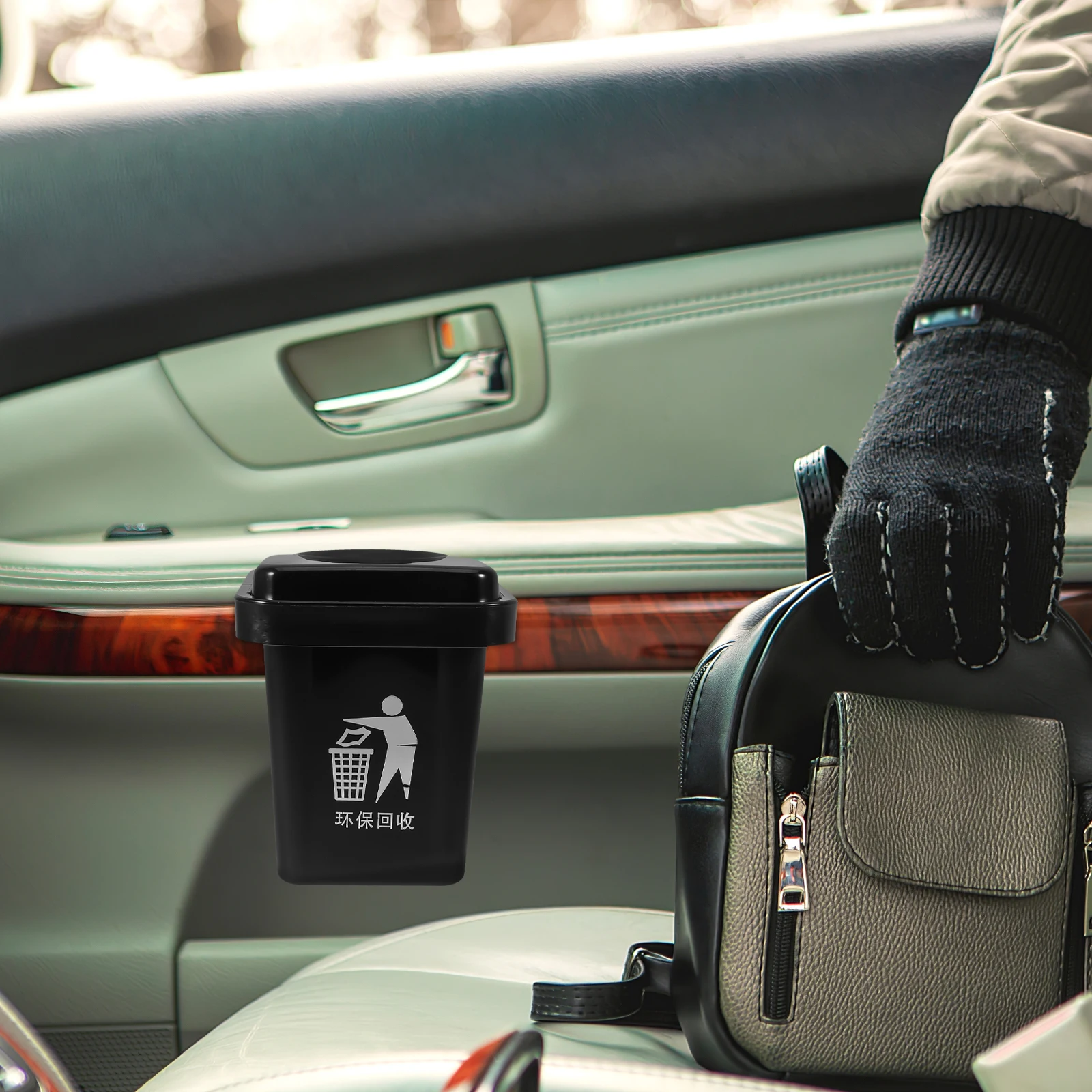 

Small Hanging Trash Can With Lid For Car -Saving Garbage Can Kitchen Bathroom Office Wall-Mounted Compost Bin Plastic