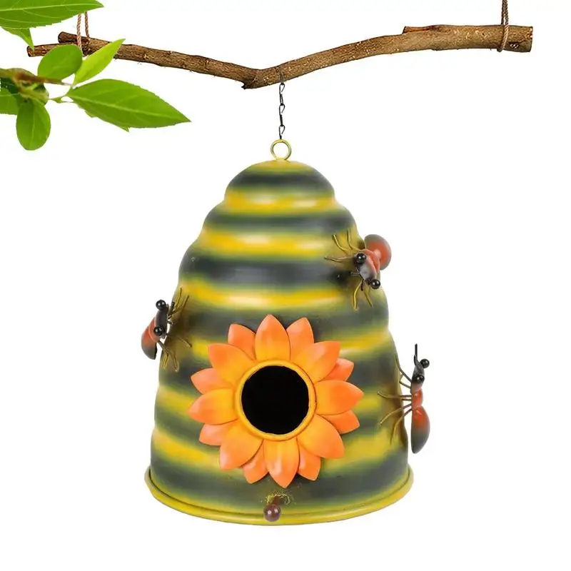 Decorative Metal Bird Houses For Outside Garden Yard Backyard Balcony Pendant Simulation Fence Fashion Bird Nest Home Decor