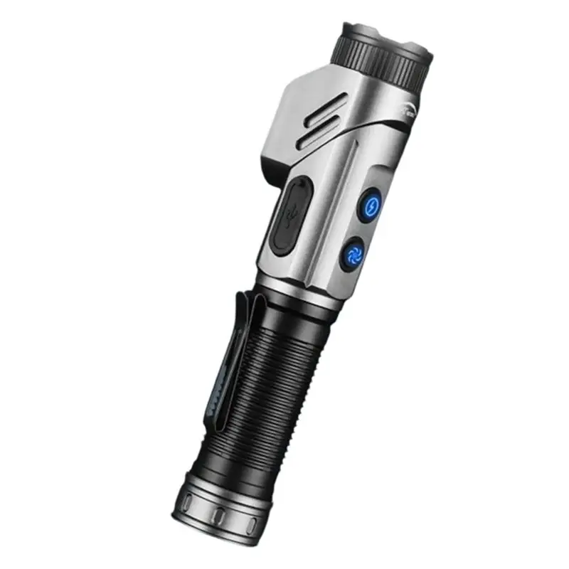 Portable Rotating Magnetic LED Flashlight 90-Degree Adjustable Corner Work Light Rechargeable Torch For Camping And Hiking