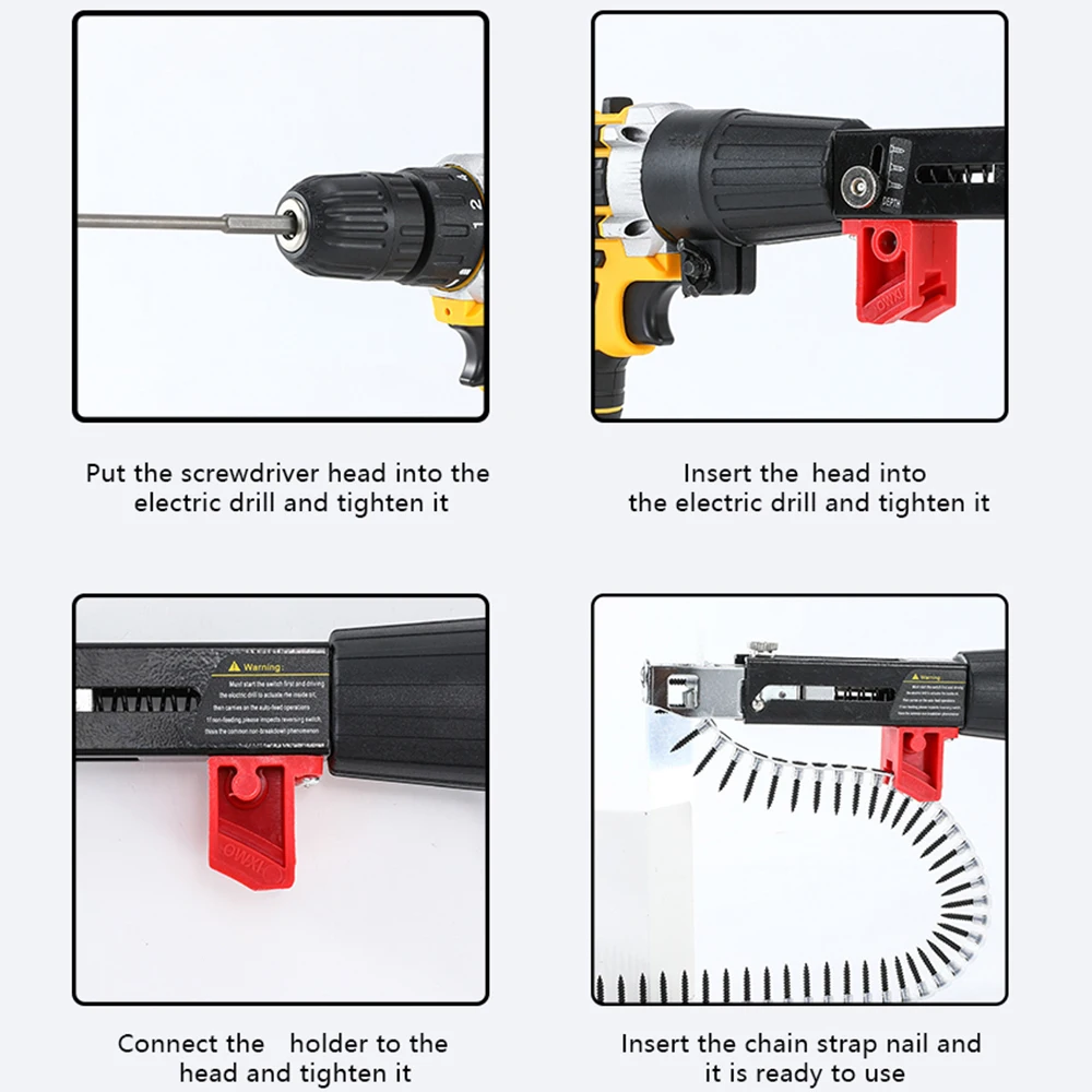 Electric chain belt screw gun Automatic drywall tapping screw batch head continuous lithium electric gun woodworking tool