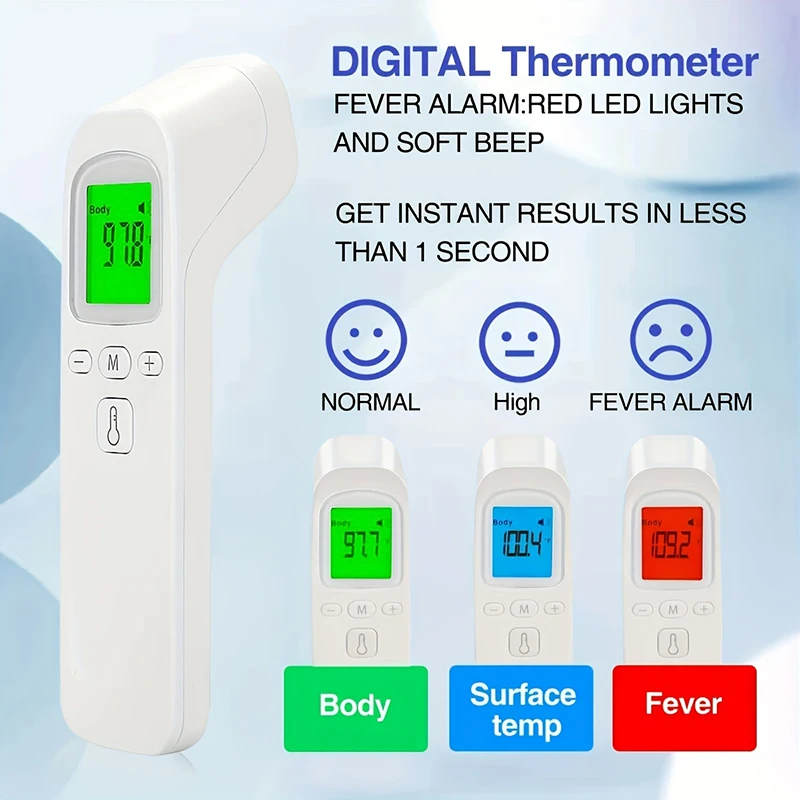 Digital Medical Infrared Forehead Thermometer - Non-Contact Baby/Adult LCD Backlit Thermometer for Fever Detection