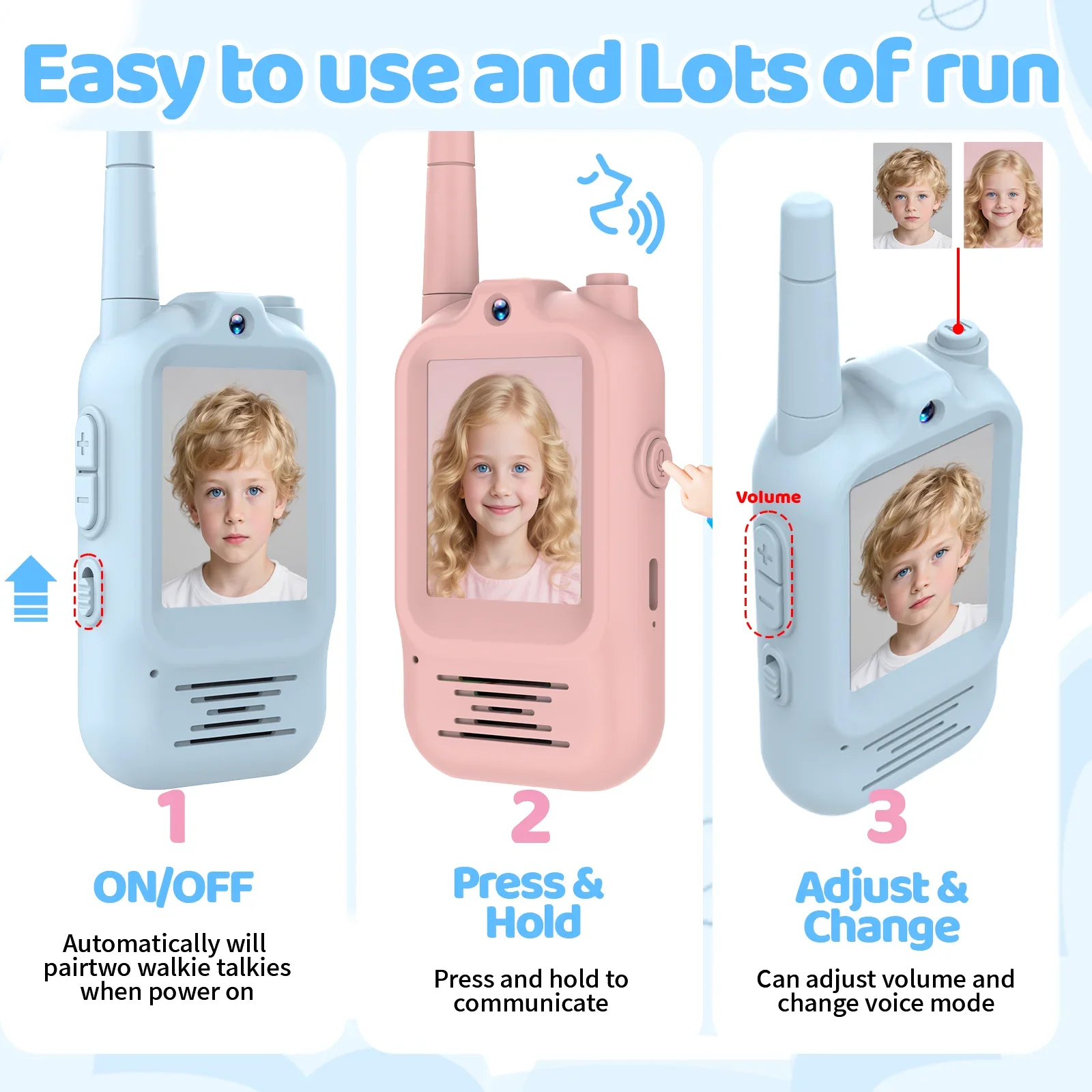 walkie talkie niño recargable Walkie-talkie con vídeo para niños, 2 unidades, con pantalla HD, recargable con un solo clic, ideal para acampar en interiores, viajes, regalos de cumpleaños para niños walqui talkie niños