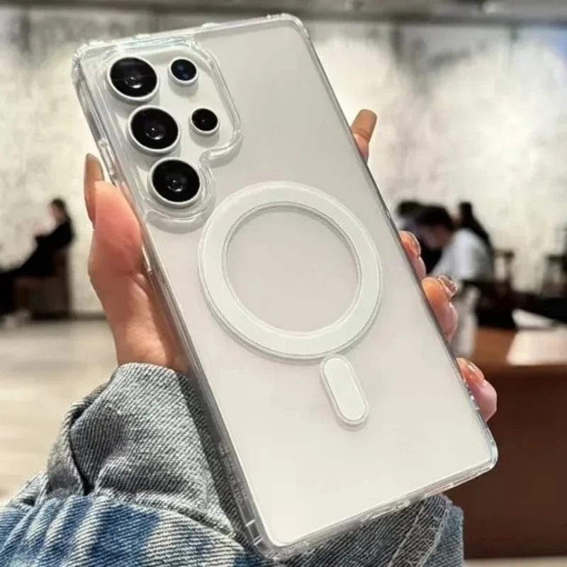 Transparente magnetische Hülle für Magsafe Samsung Galaxy S26 S25 S24 S23 FE S22 S21 Note20 Ultra Plus MacSafe Klare stoßfeste Abdeckung