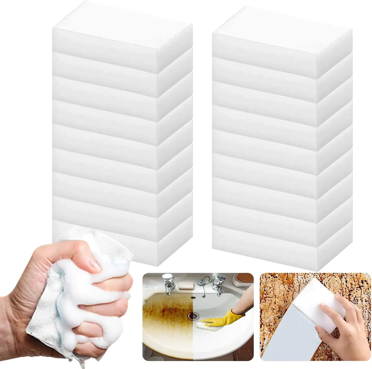 10 Pcs Reusable Melamine Sponges Offer Formidable Cleaning Power for Kitchens bathrooms Walls Shoes Electronics Engineered