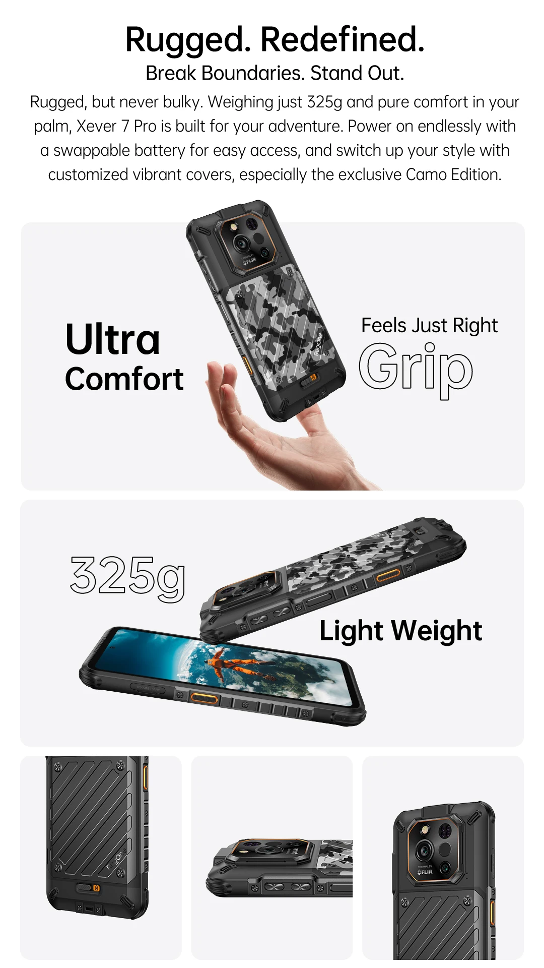 Ulefone RugOne Xever 7 Pro 5G Rugged Phone Thermal Imaging Android 15 Smartphone 512GB ROM 12GB RAM 120Hz AMOLED NFC 5500mAh