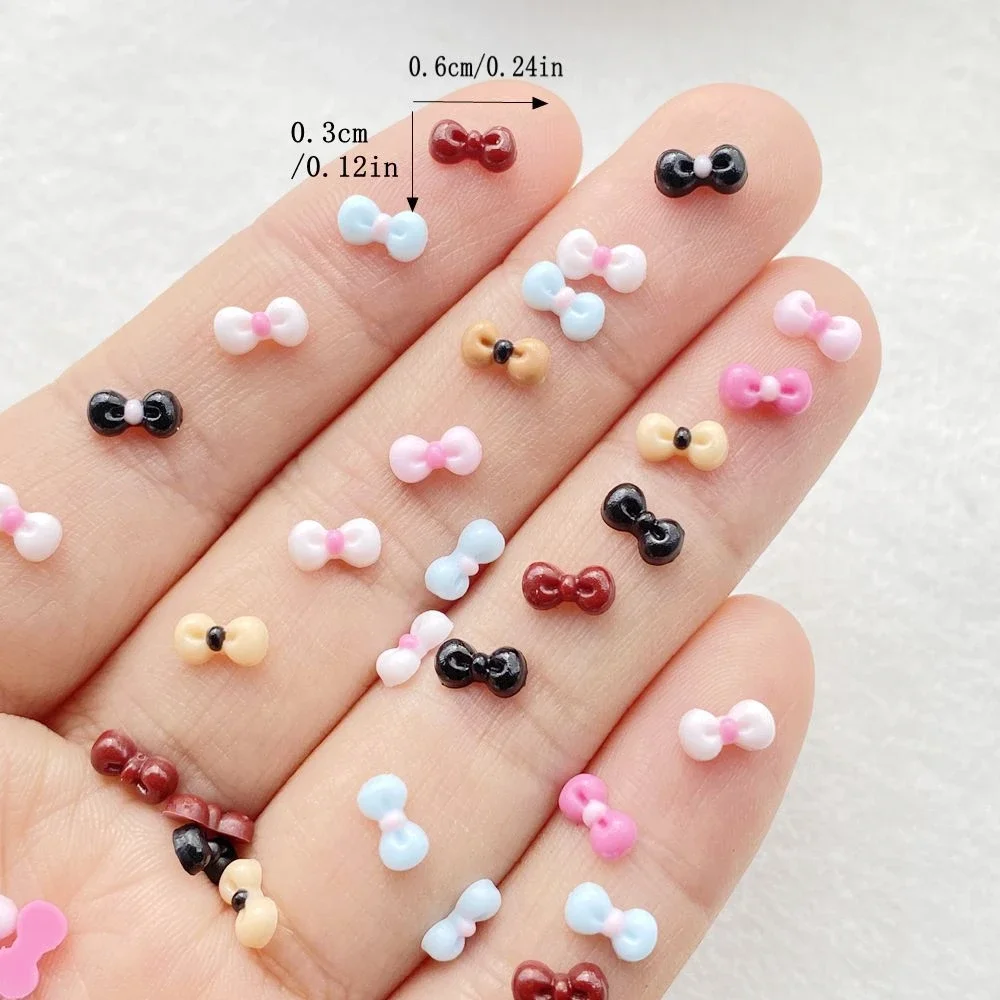 200Pcs Cute mini colored bow tie Nail Art Resin Designer Charms DIY Craft For Nail 3D Decorations Jewelry