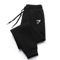 Men's lace-up sweatpants, casual wool running wear with stylish print, fall and winter