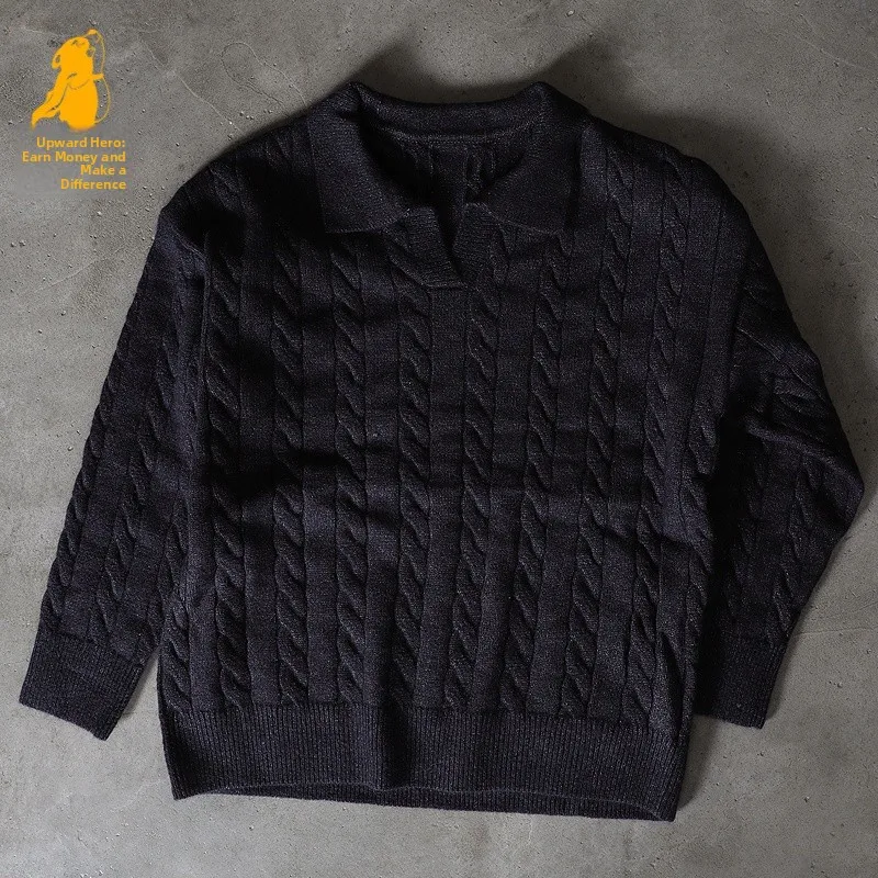 Charity Knitted  Neck Long Sleeve Sweater Couple Casual Style Thickened Warmth Suitable for Daily Wear Other Material100%