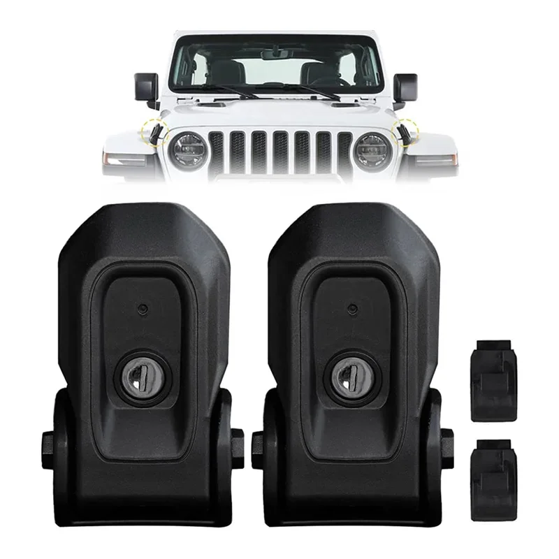 

2pcs Locking Hood Catch Bonnet Latch with Key Kit Abs+Metal Durable and Anti-Rust for Wrangler Jl 2018-2020 MGO3