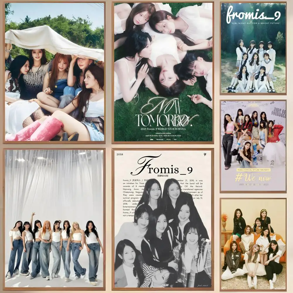 Korea Kpop Band F-fromis_9 Poster Waterproof Canvas Wrinkle Resistant Wall Art Easy Hang Home Decor For Living Room Bedroom