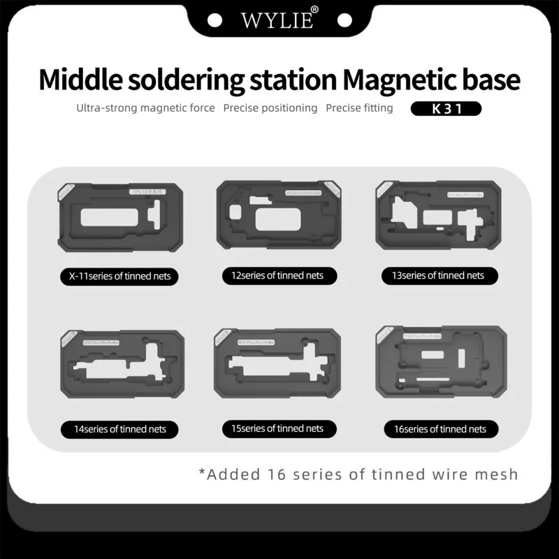 Mid-Layer Planting Tin Template For iPhone X-16 Pro Max Motherboard BGA Middle Layer Reballing Stencil Platform WYLIE K31