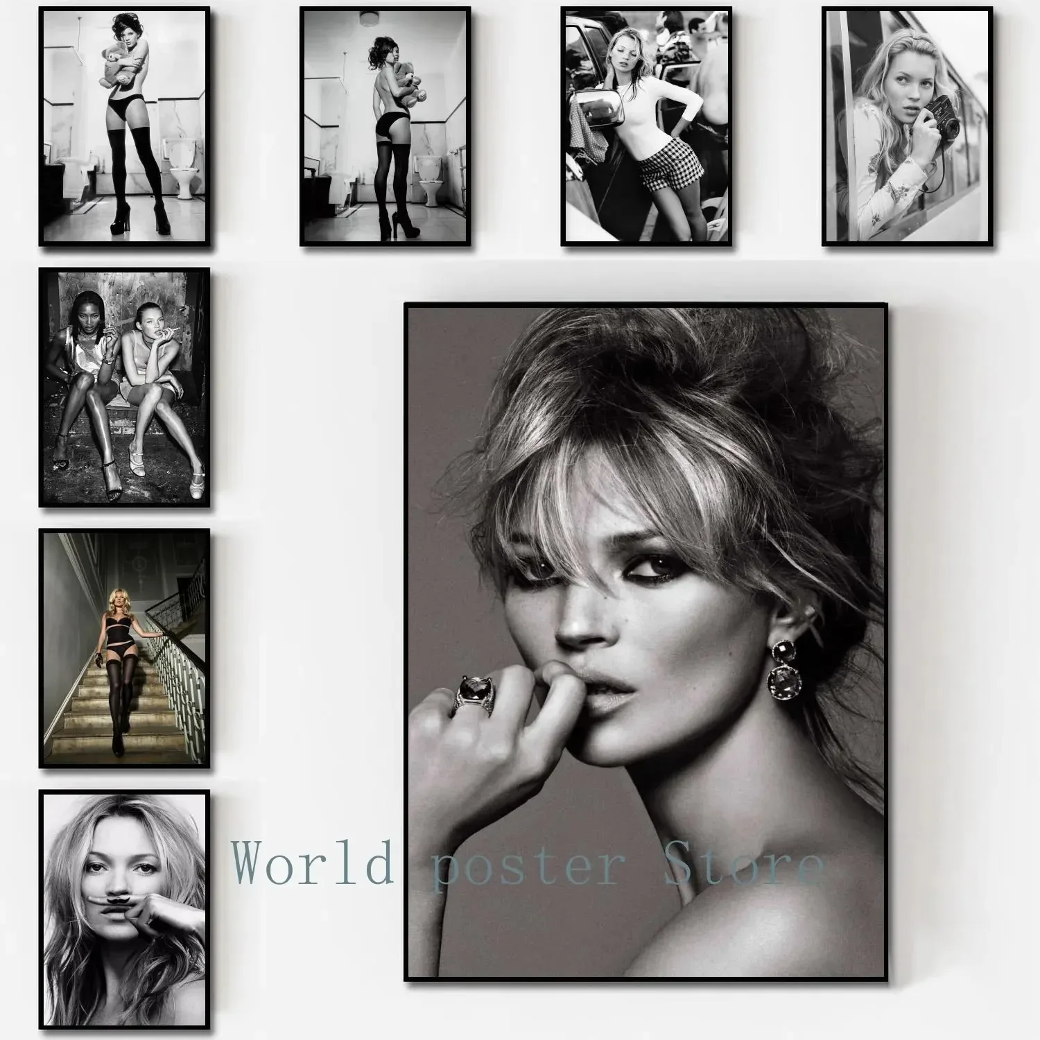 Scandinavian Simple Wall Art Sexy Supermodel Kate Moss HD Canvas Poster Print for Home Bedroom Living Room Decoration Gifts