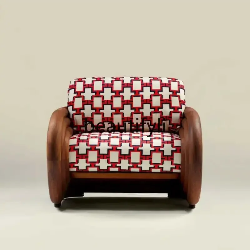 

Modern Minimalist Solid Wood Sofa Chair Double-sided Sofa High-end Hotel Clubhouse Villa Model Room Lounge