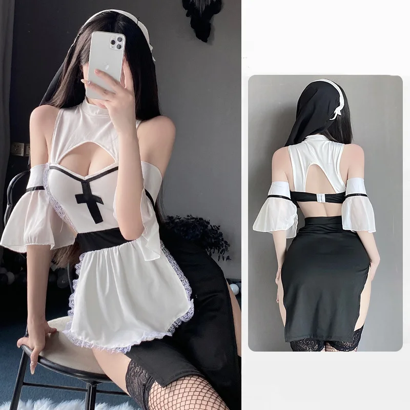

Милый женский костюм монахини в стиле аниме, одежда для ролевых игр, сексуальное платье, костюм для выступлений на Хэллоуин, униформа Pure Desire