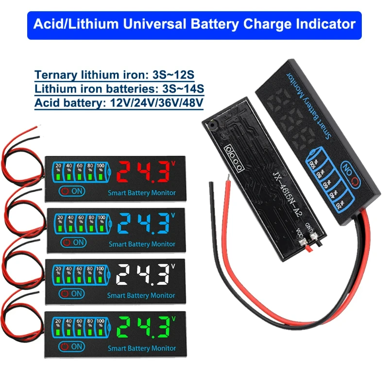 

3S-14S DC7-55V Acid/Lithium Universal Battery Charge Indicator Board Battery Level Indicator Voltage Battery Charging Tester