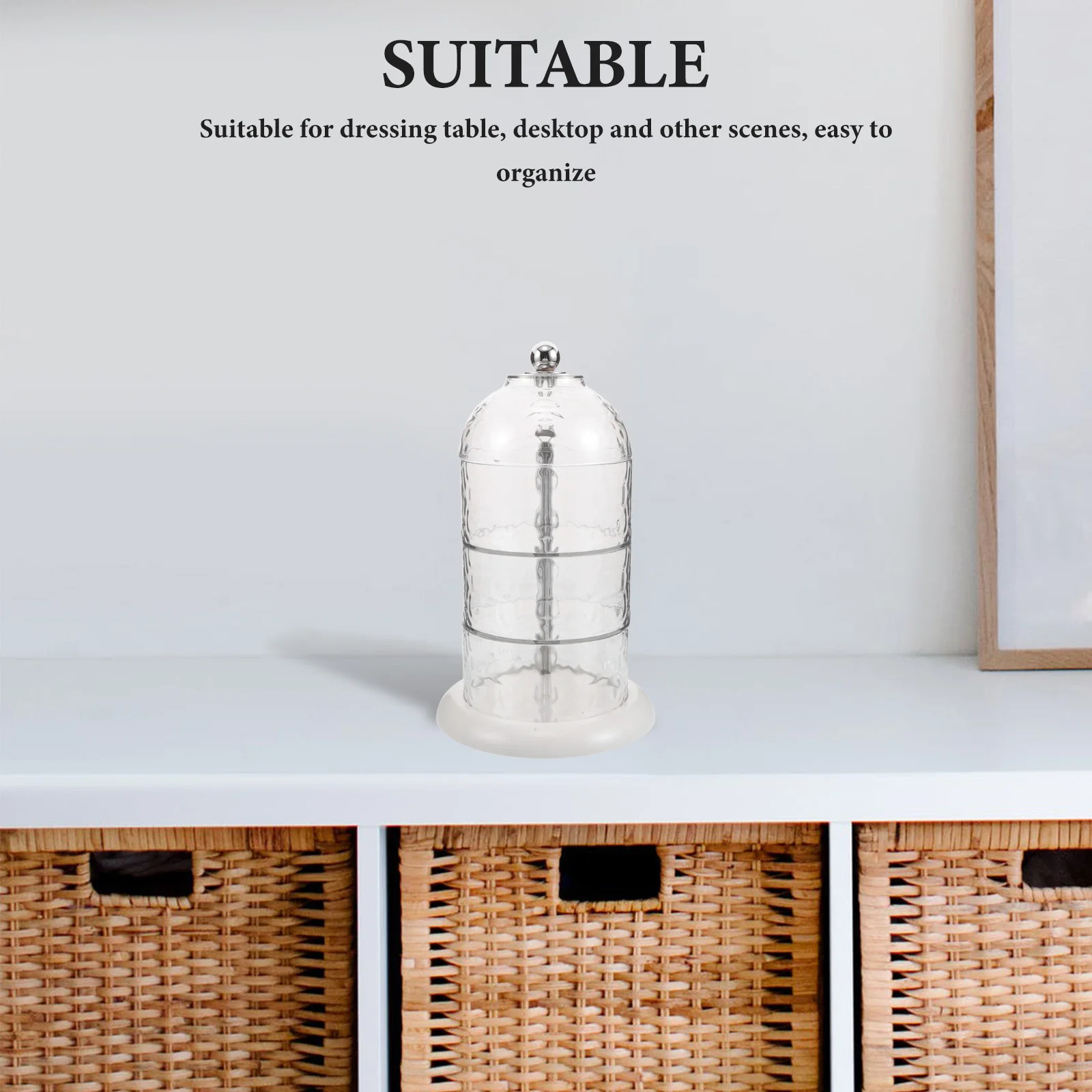 

Transparent Storage Box Powder Puff Case Dressing Table Organizer Desk Beauty Storage Countertop