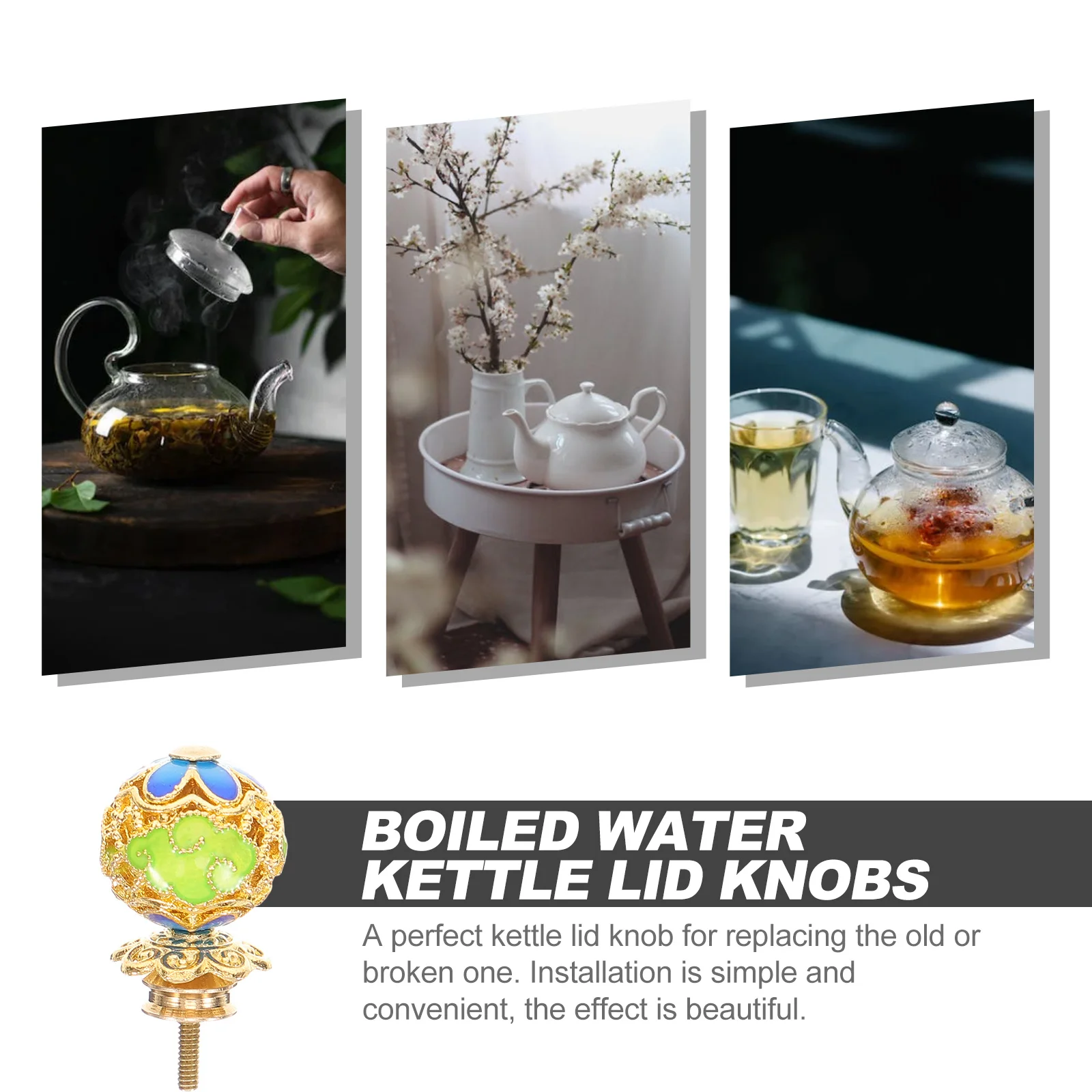 

Enamel Kettle Lid Knob Metal Replacement Handle Smooth Kitchen Gadgets Tea Kettle Cover Retro Style Cookware