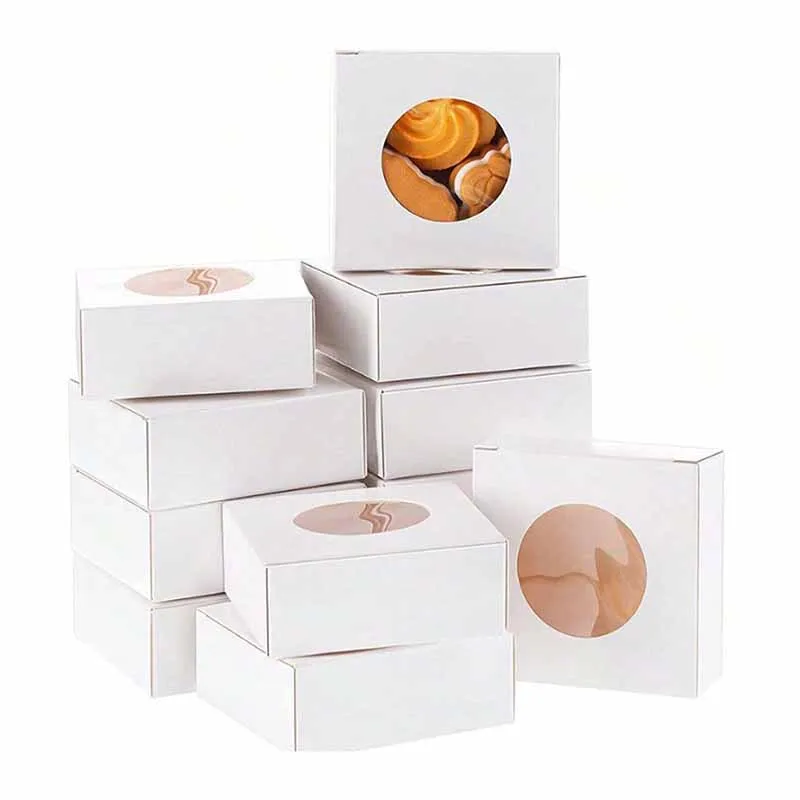 10/20 Stück Mini Kraftpapier Seifen-Geschenkbox mit Rundem Fenster für Hochzeit, Schmuck, Kekse, Süßigkeiten, Kuchen, Verpackungsbox, Backzubehör für Partys