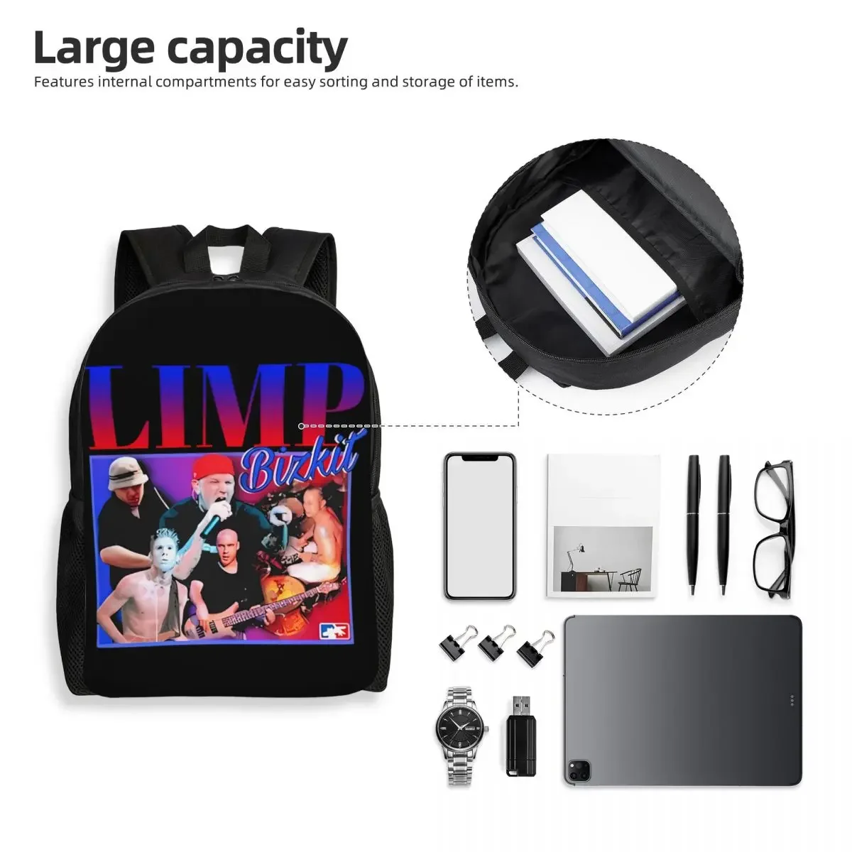 Custom Bizkits Fire Limp Rap Rock Roll Backpacks for Men Women School College Students Bookbag Fits 15 Inch Laptop Bags
