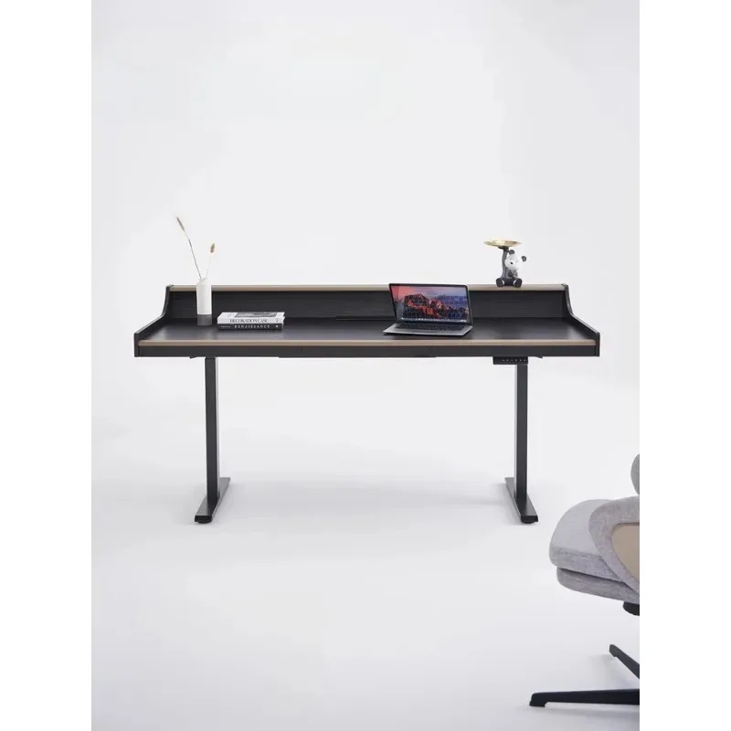 Italian minimalist smart desk electric lifting table legsShu Computer desk household saddle leather