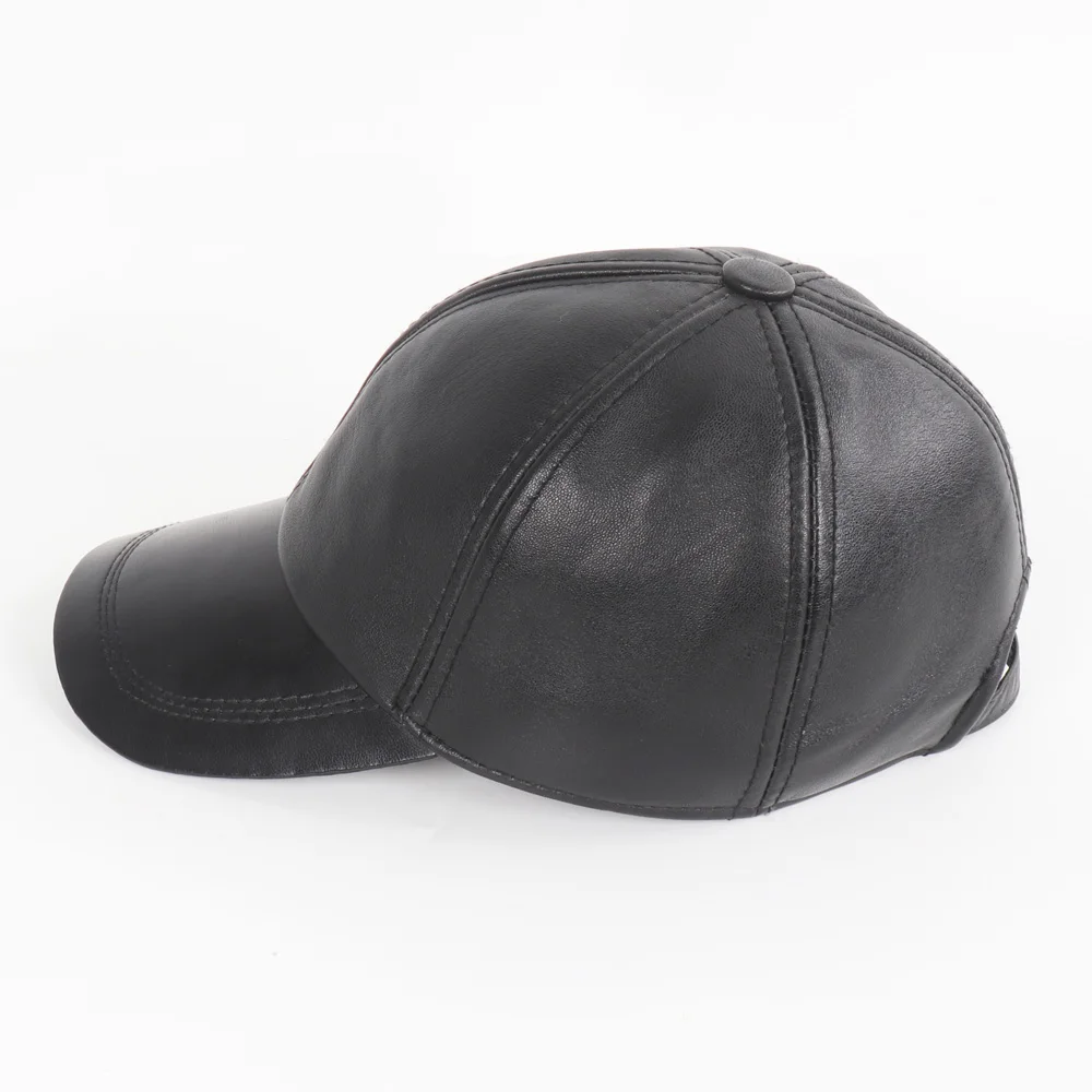 Men Real Sheepskin Leather Caps Male Casual Real Natural Sheep Skin Leather Baseball Hats New Fashion Fall Winter Leather Hat