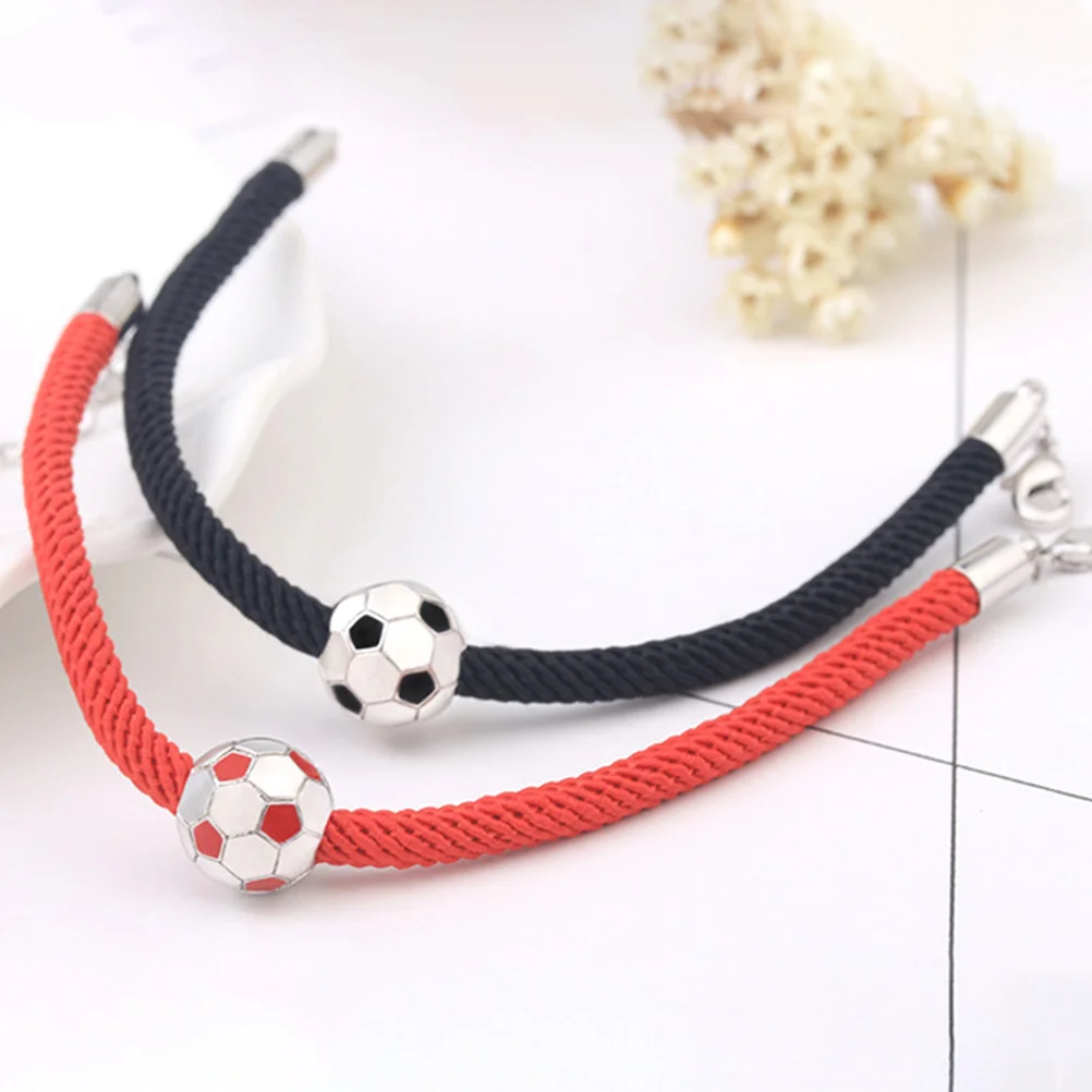 2 قطعة أساور كرة القدم زوجين مقاومة للاهتراء قابل للتعديل أساور المعصم كرة القدم الرياضة المشجعين الهدايا التذكارية سوار كرة القدم