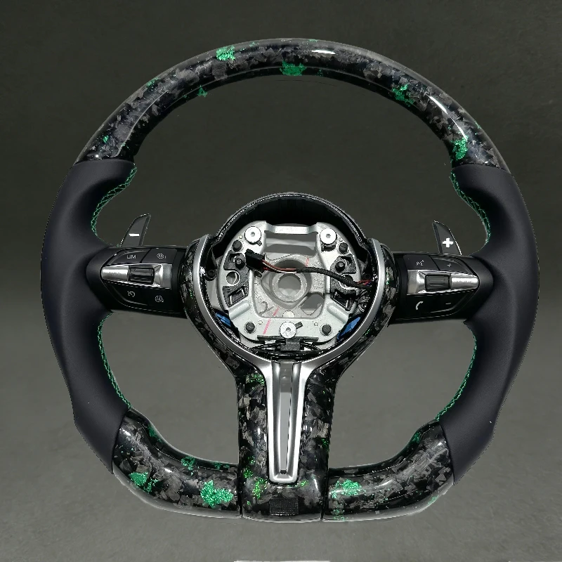 

Wheel Parts with Green Forged Carbon Fiber for BMW F10 F30 F15 F22 F25 M3 M5 M2 Steering Wheel Customizable Colors for BMW Auto