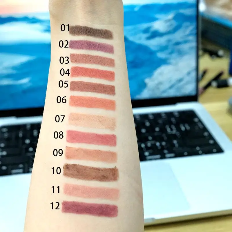 Ensemble de crayons à lèvres mats, teinte imperméable longue durée, lisse, hautement pigmentée, anti-taches, tasse antiadhésive, 6 pièces