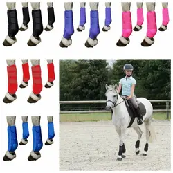 4pcs/set Colorful Horse Sport Boots Set Durable Breathable Horse Leg Wraps Easy To Wear Comfortable Leg Protective Support Gear