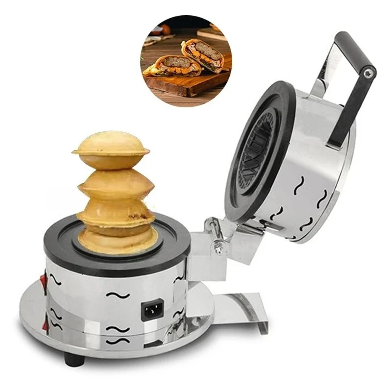 

[Best-selling] UFO Hamburger Maker Machine Electric Patty Sealer Ice Cream Burger Snack Pastry Maker Krapfen Heater Panini Pan M