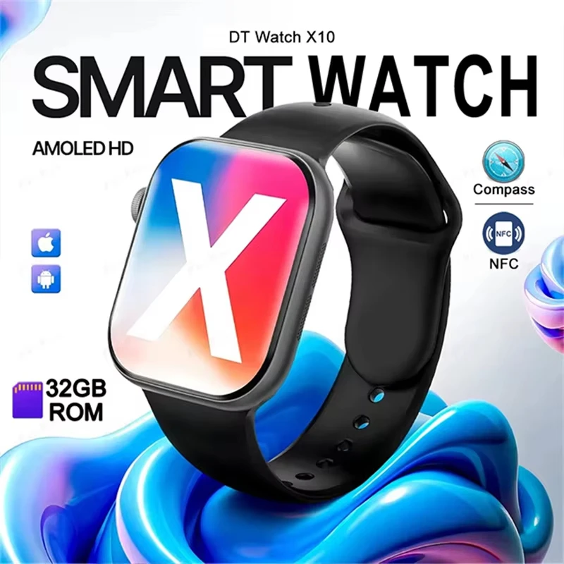 

2025 New DT Watch 10 SmartWatch Men HD AMOLED 16GB Memory Music 3D Surround Bluetooth Call Waterproof For Apple SmartWatch Woman