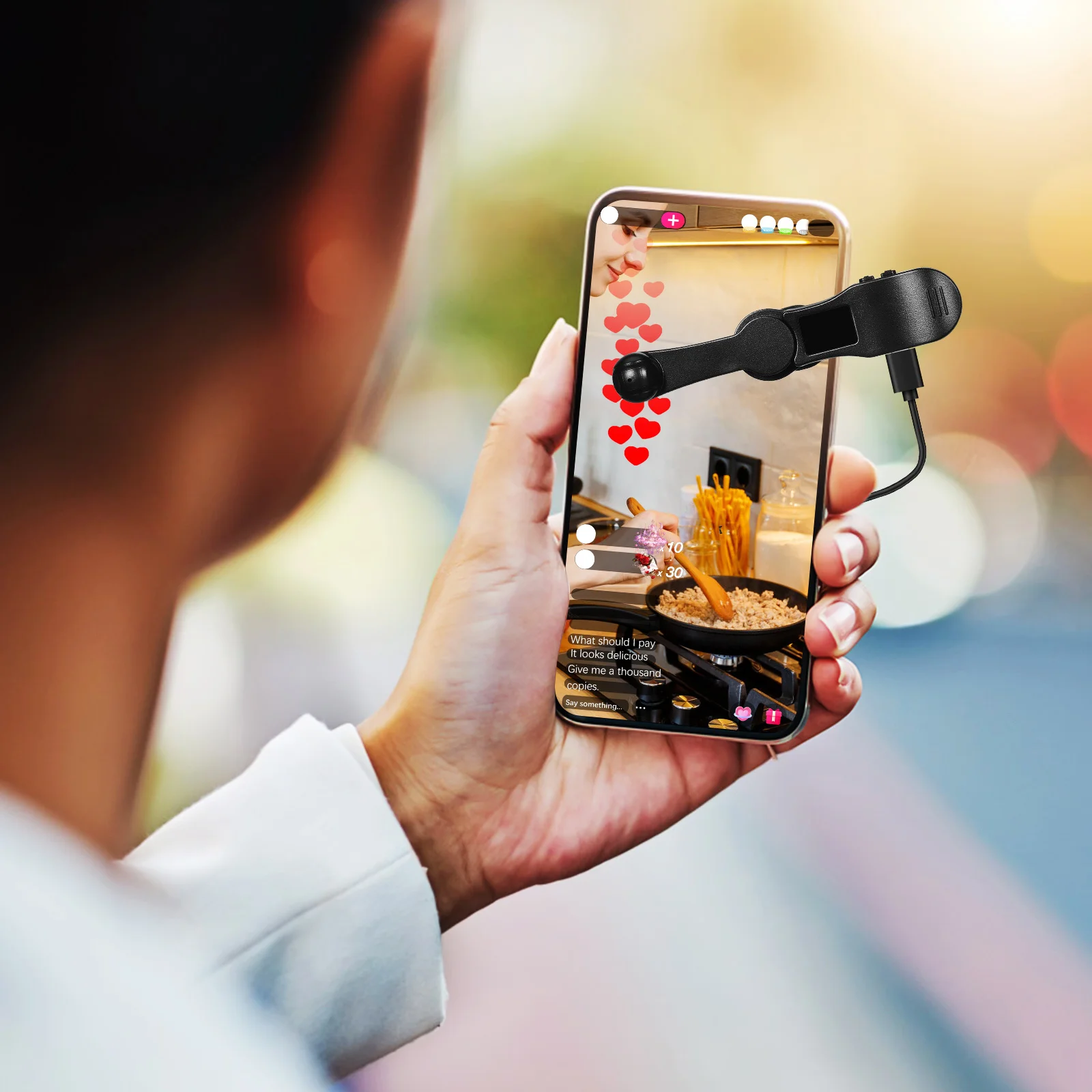 

Phone Clicker Automatic Screen Clicker Adjustable Speed With Display Foldable Design For Streaming Broadcast